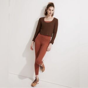Madewell MWL Waffle Long-Sleeve Crop Tee In Brown Size‎ XS
